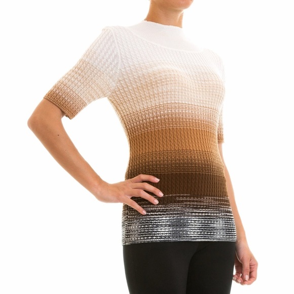 Missoni Tops - Missoni Women’s Knitted Braided Wool Pullover Cream Brown Ombré Top Sweater